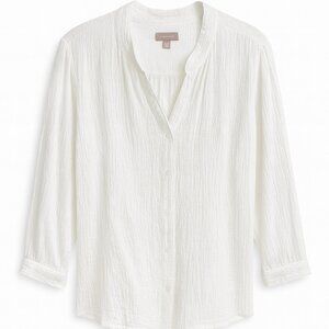 White Stag White Textured Button Down Blouse XL 16-18 3/4 Sleeve